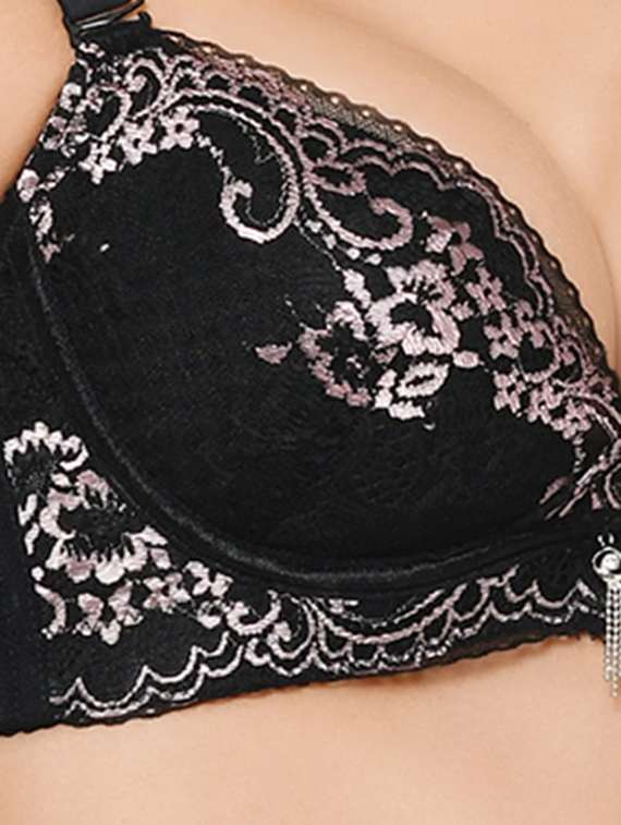 black laced push up bra  - 17081444 -  Standard Image - 3