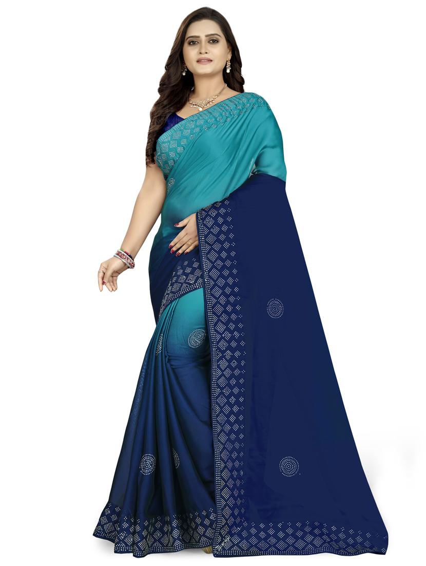 ombre bordered saree with blouse - 17082298 - Zoom Image - 0
