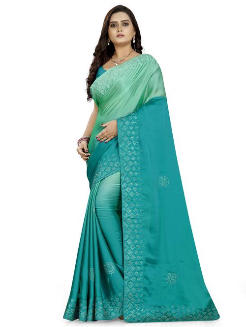 ombre bordered saree with blouse - 17082302 - Standard Image - 0