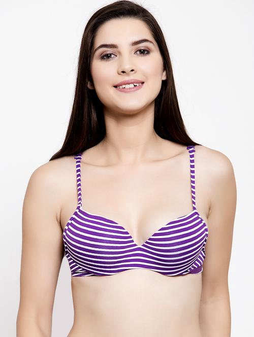 purple polyester push up bra - 17082837 - Standard Image - 0