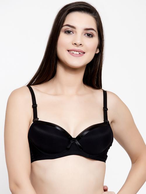 black polyester balconette bra  - 17082847 -  Standard Image - 0