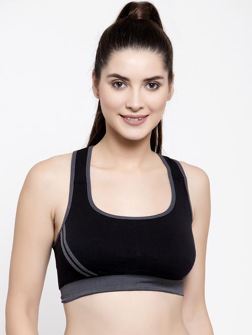 black poly spandex sports bra - 17082851 - Standard Image - 0
