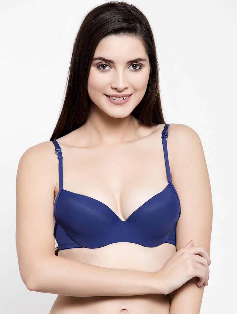 dark blue solid push up bra - 17082894 -  Zoom Image - 0
