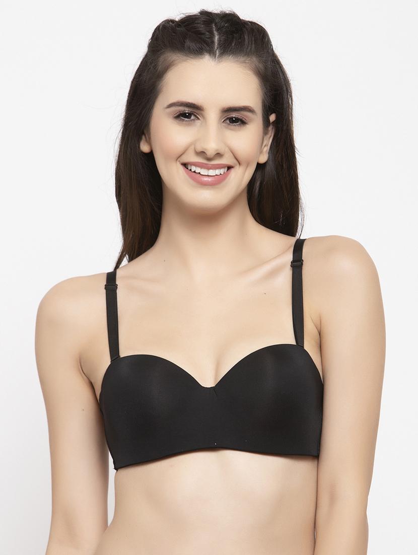 black polyester balconette bra