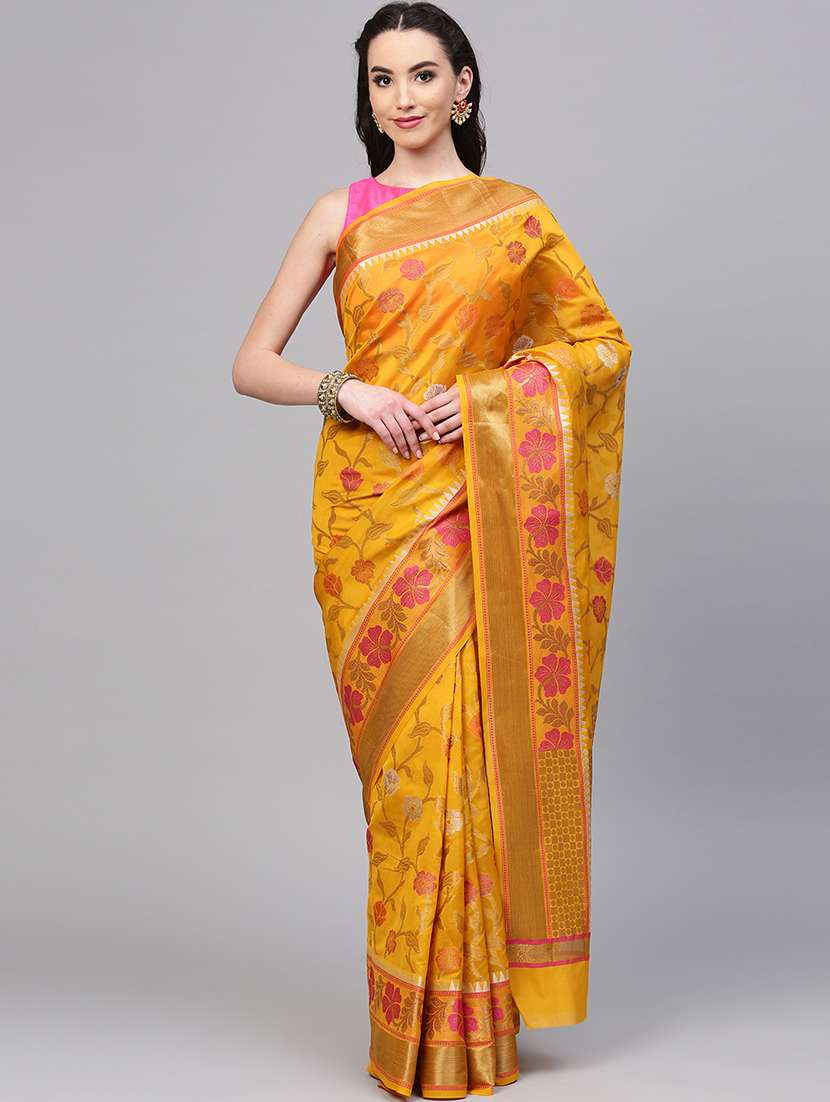 floral chanderi saree with blouse