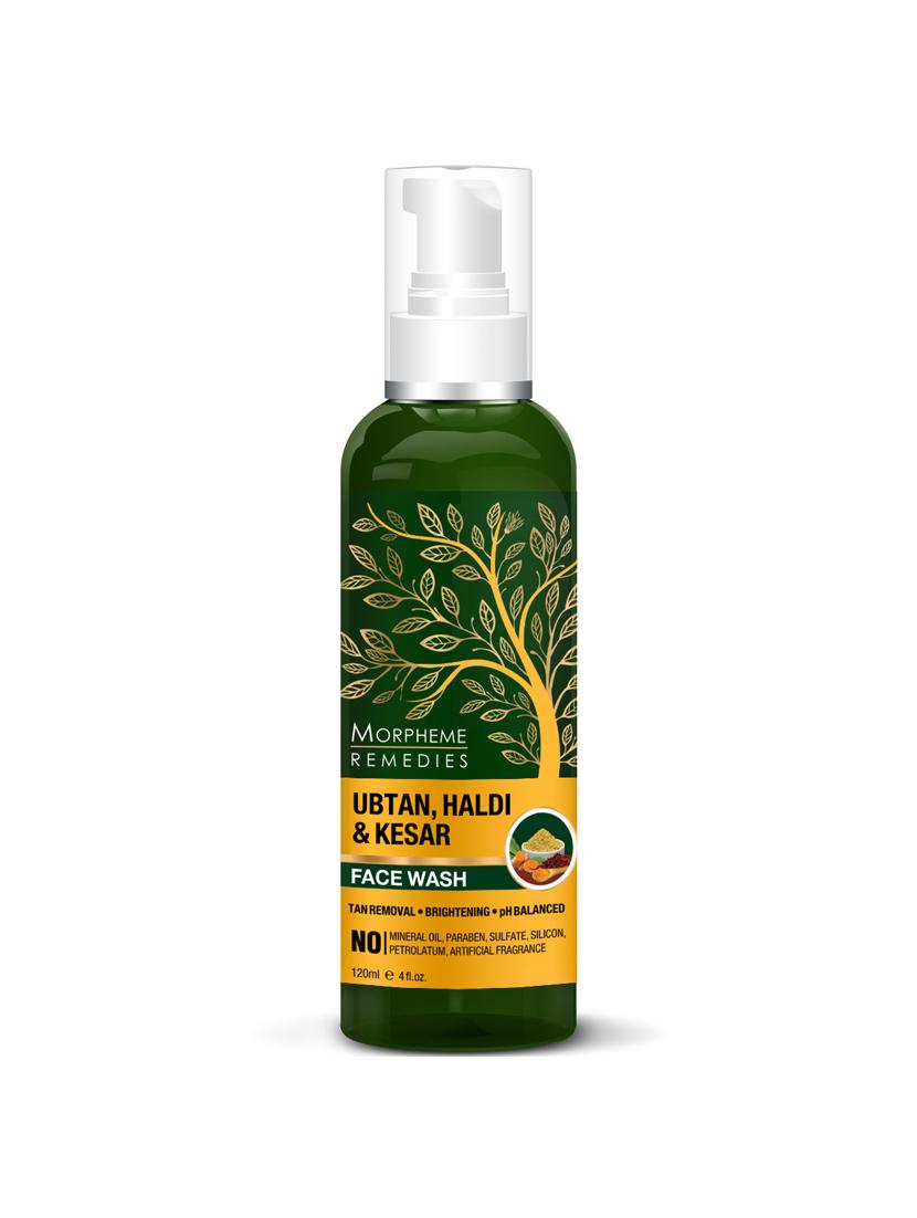morpheme remedies ubtan haldi kesar face wash (tan removal, brightening), no sls/sulphate, paraben, 120ml - 17085100 - Zoom Image - 0