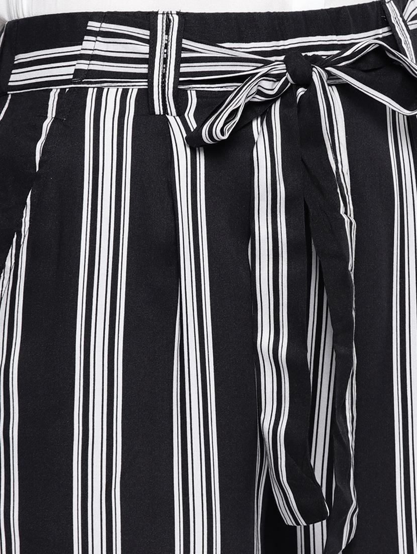 tie front striped trousers - 17085258 - Standard Image - 3