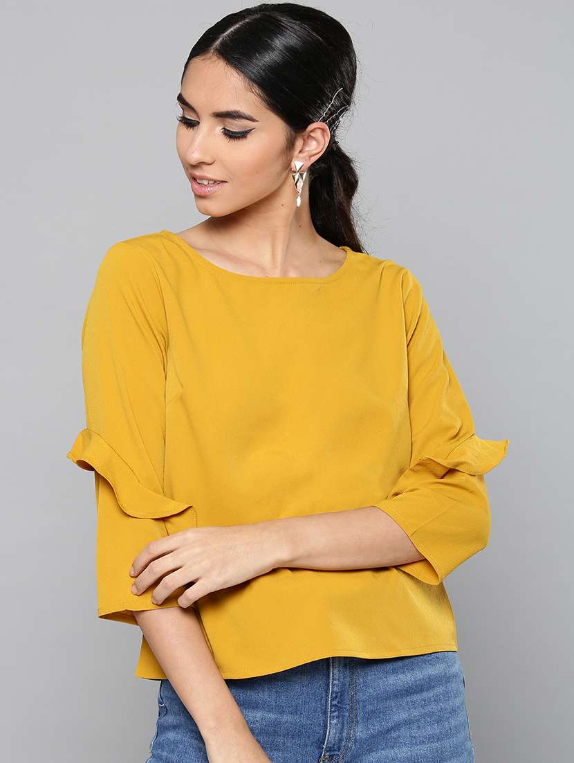 Buy online Women's Straight Round Neck Top from western wear for