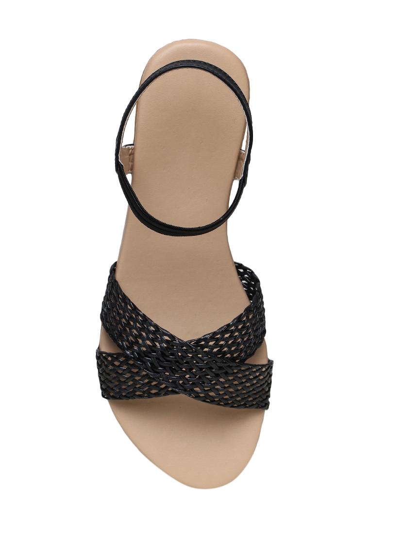 black solid back strap sandal - 17087964 - Standard Image - 3