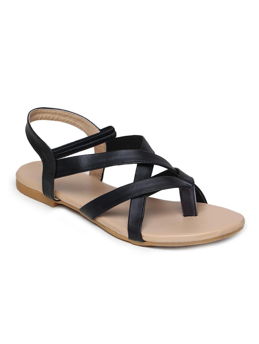black solid back strap sandal - 17087968 -  Zoom Image - 0