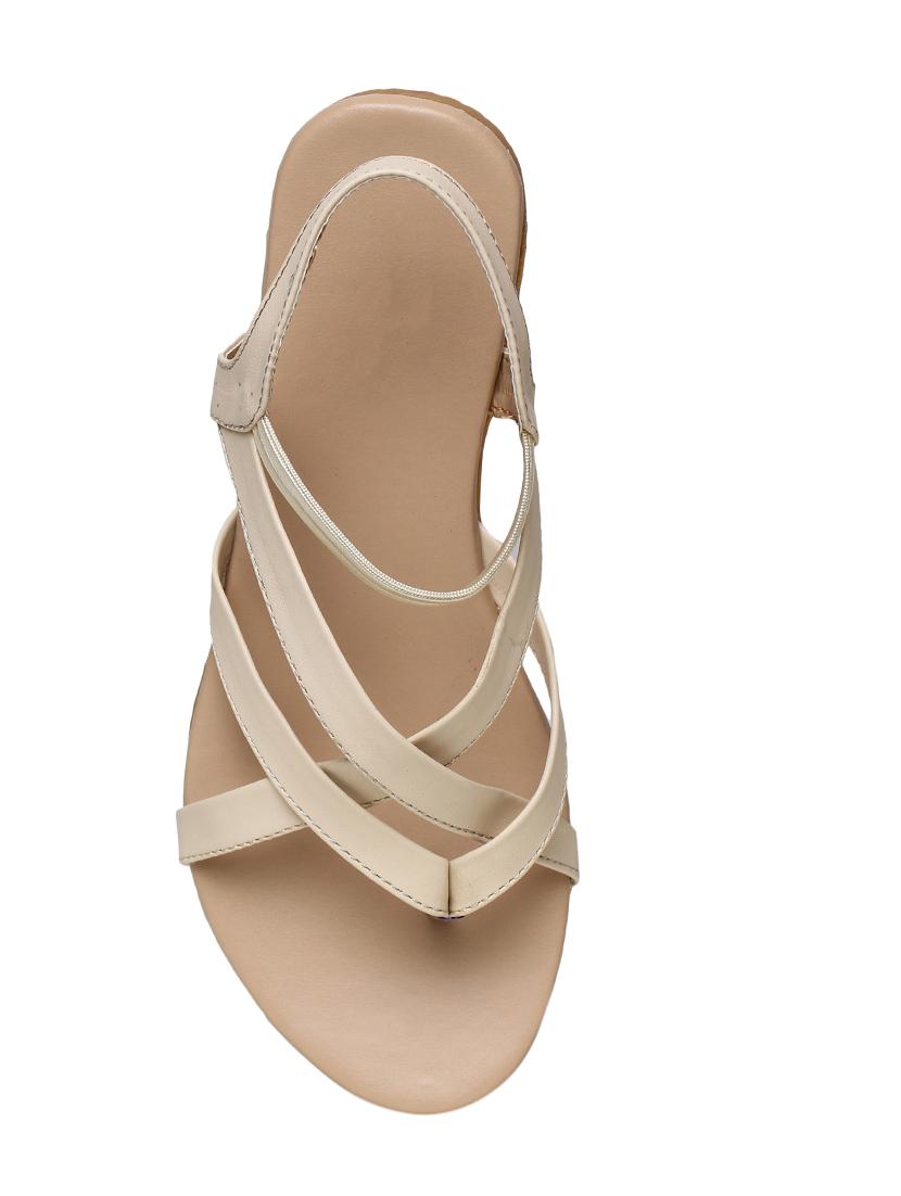 beige solid back strap sandal - 17087970 - Standard Image - 3