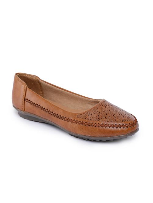 tan cut work slip on ballerina - 17088473 - Standard Image - 0
