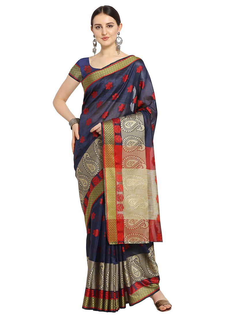 self design kanjivaram saree with blouse - 17088921 - Zoom Image - 0