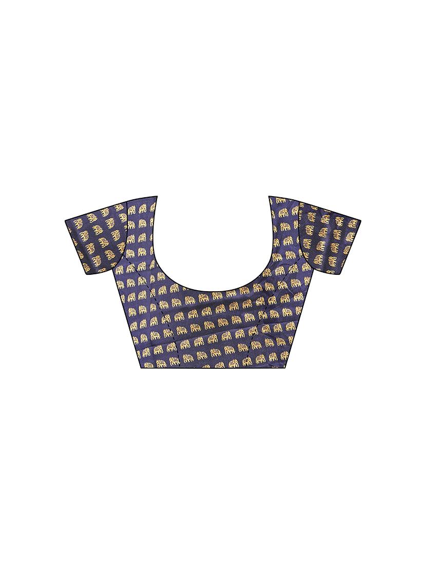 checkered printed saree with blouse - 17088932 - Standard Image - 3