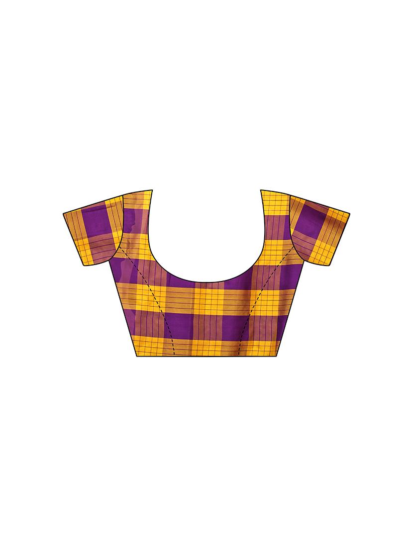 checkered printed saree with blouse - 17088957 - Standard Image - 3