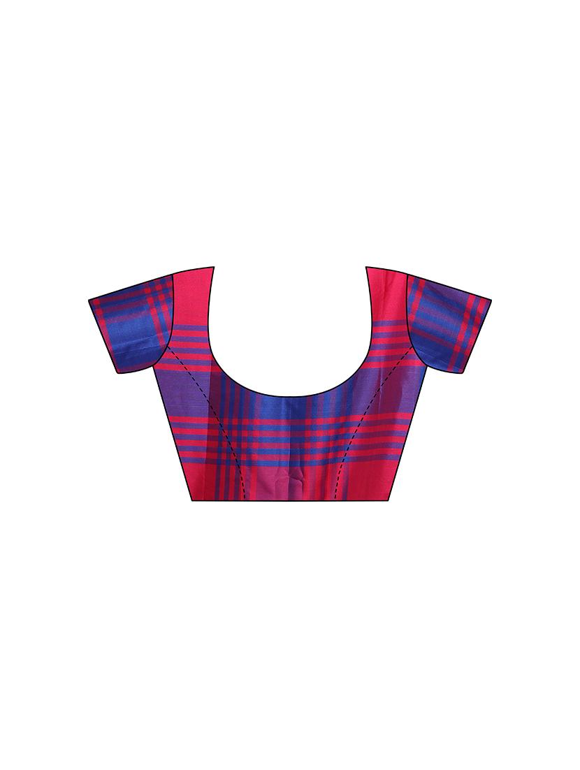 checkered printed saree with blouse - 17088958 - Standard Image - 3
