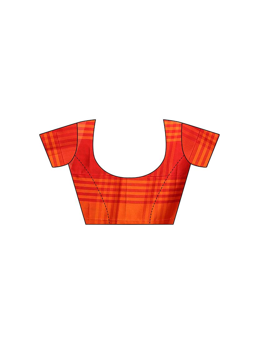 checkered printed saree with blouse - 17088960 - Standard Image - 3