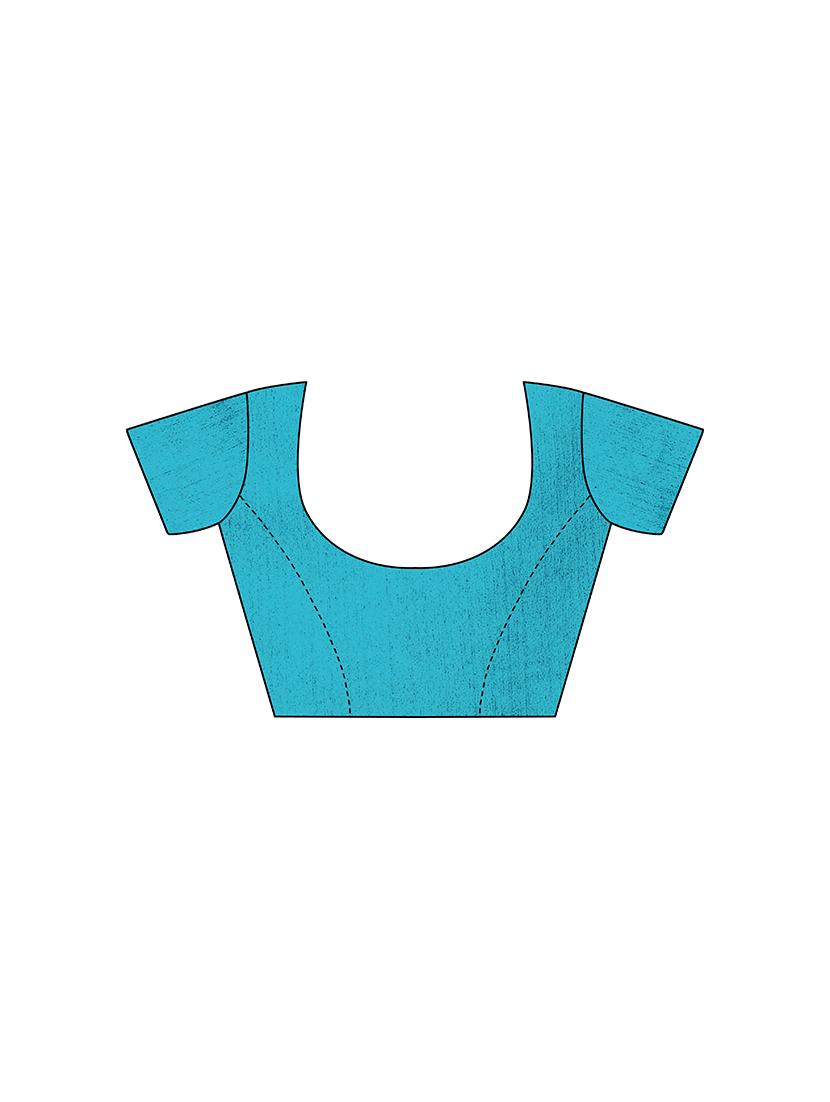 solid bordered saree with blouse - 17088968 - Standard Image - 3