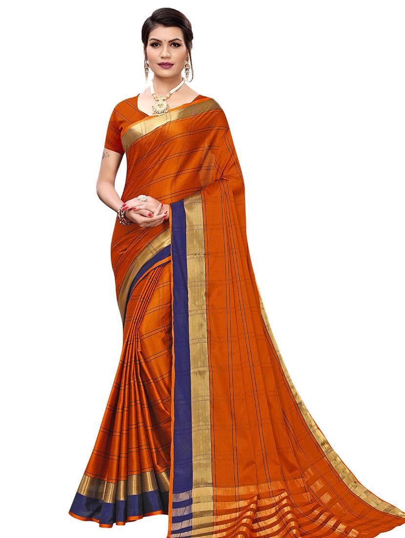 checkered printed saree with blouse - 17088970 -  Zoom Image - 0