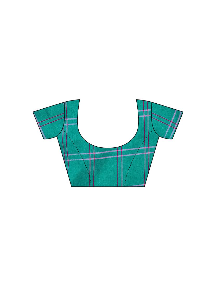 checkered printed saree with blouse - 17088971 - Standard Image - 3