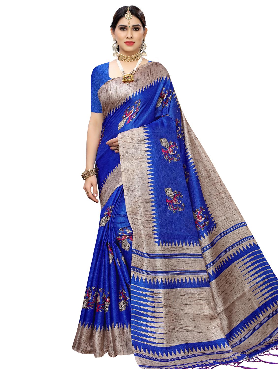 floral bordered saree with blouse - 17089026 - Zoom Image - 0