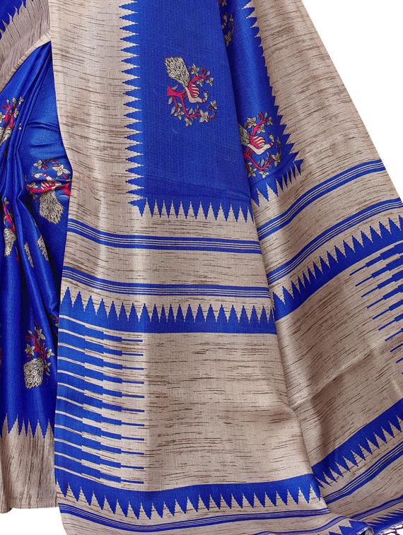 floral bordered saree with blouse - 17089026 - Standard Image - 3