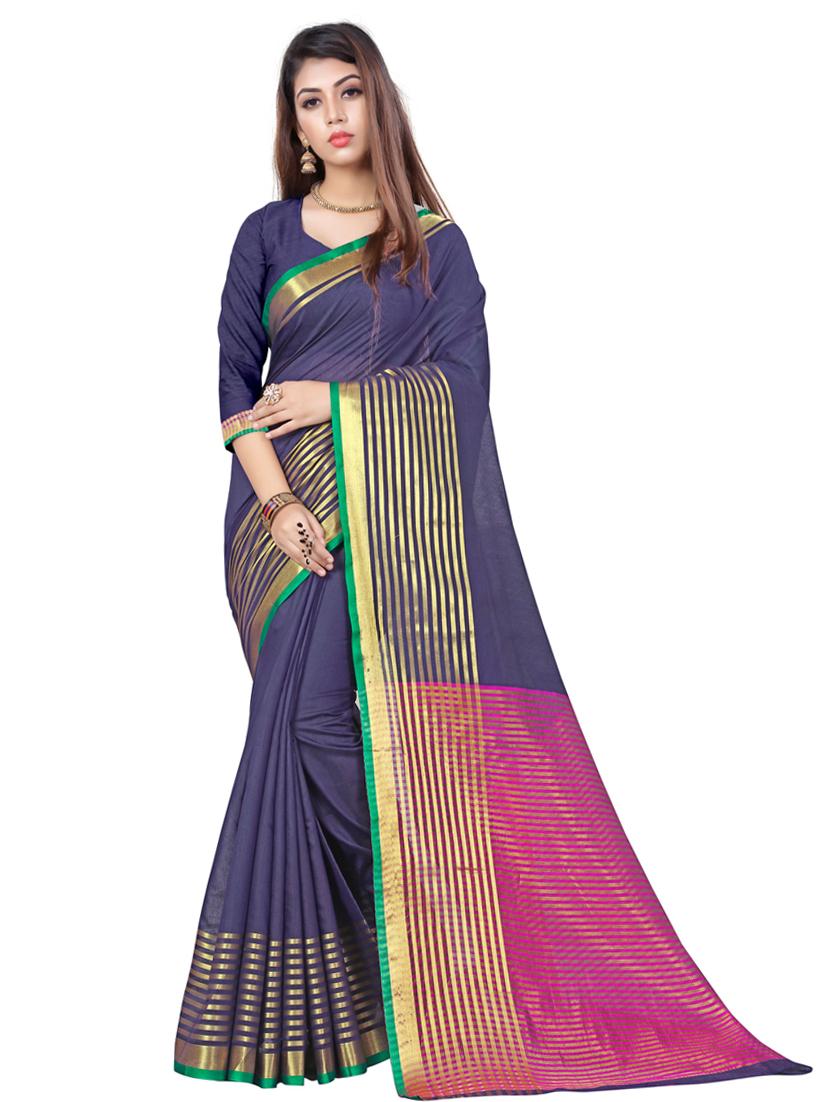 bordered kanjivaram saree with blouse - 17089034 -  Zoom Image - 0