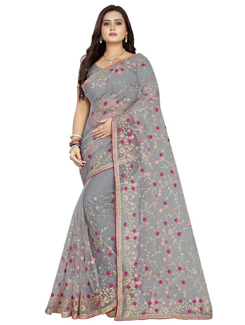 pastel embroidered saree - 17089047 - Zoom Image - 0