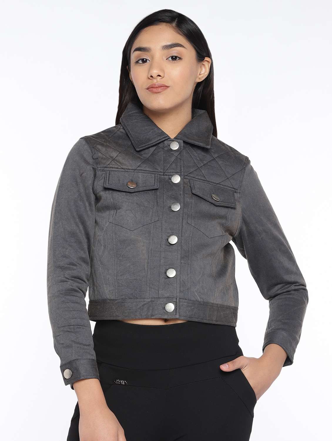 button down suede biker jacket 