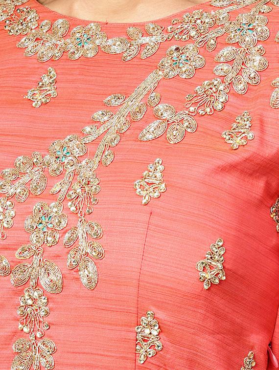 floral silk blend flared gown - 17089678 - Standard Image - 3