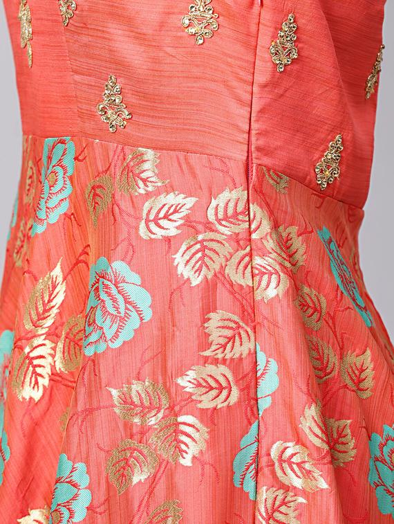 floral silk blend flared gown - 17089679 - Standard Image - 5