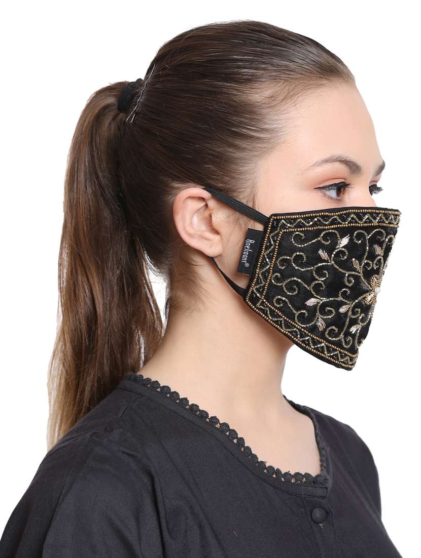 black art silk anti-pollution women mask (pack of 2) - 17089706 -  Standard Image - 3