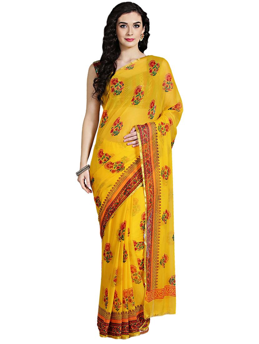 floral printed saree with blouse - 17089782 -  Zoom Image - 0