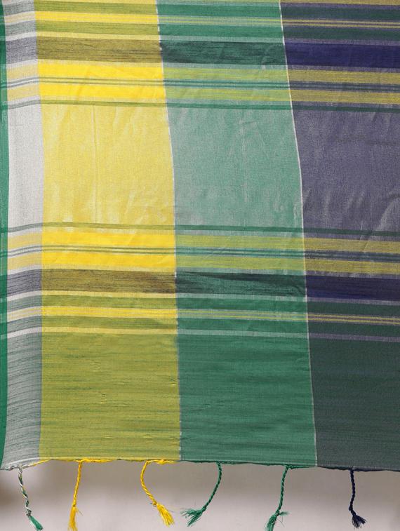 multi colored linen saree with blouse - 17089874 - Standard Image - 3