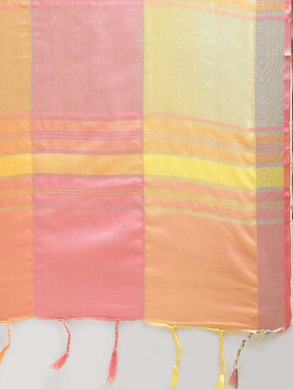 multi colored linen saree with blouse - 17089875 - Standard Image - 3