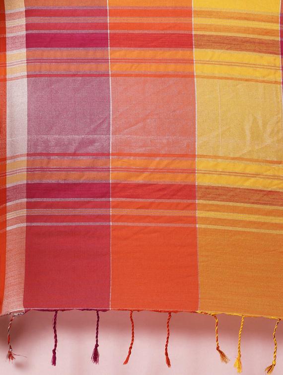 multi colored linen saree with blouse - 17089876 - Standard Image - 3