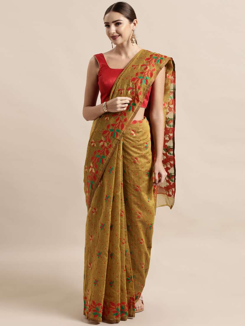 self design jamdani saree with blouse - 17089913 - Zoom Image - 0