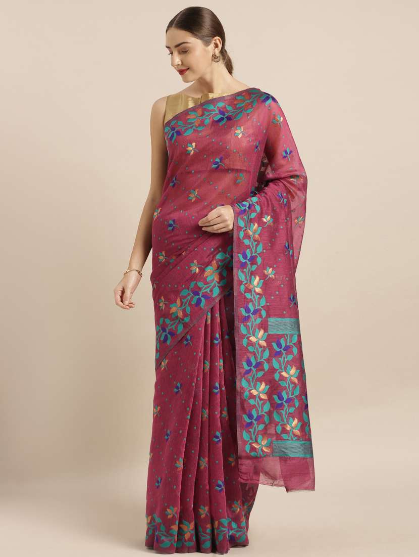 self design jamdani saree with blouse - 17089914 -  Zoom Image - 0