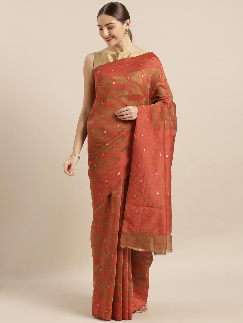 self design jamdani saree with blouse - 17089920 -  Zoom Image - 0