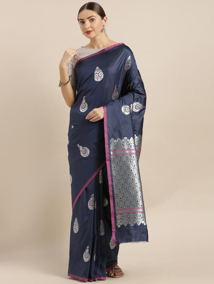 self design banarasi saree with blouse - 17089947 - Zoom Image - 0