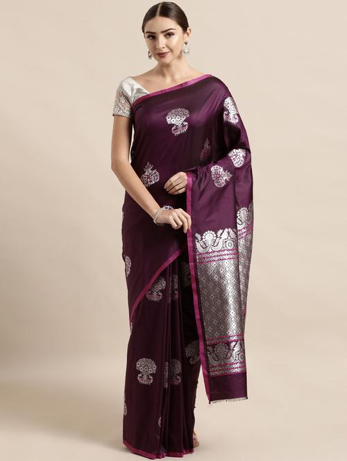self design banarasi saree with blouse - 17089956 - Standard Image - 0