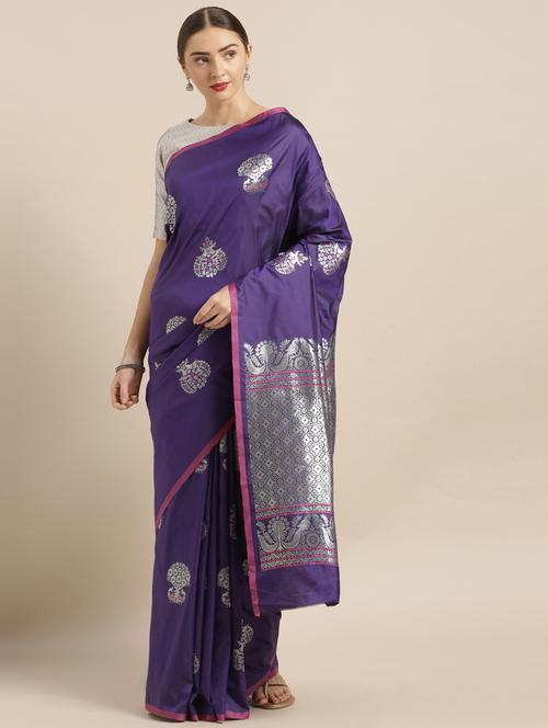 self design banarasi saree with blouse - 17089957 - Standard Image - 0