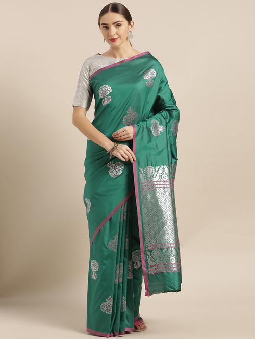 self design banarasi saree with blouse - 17089960 - Standard Image - 0