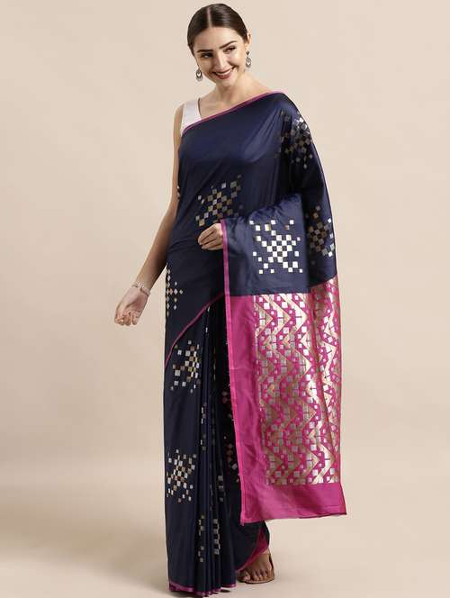 sky blue silk blend banarasi saree with blouse - 17089975 - Standard Image - 0