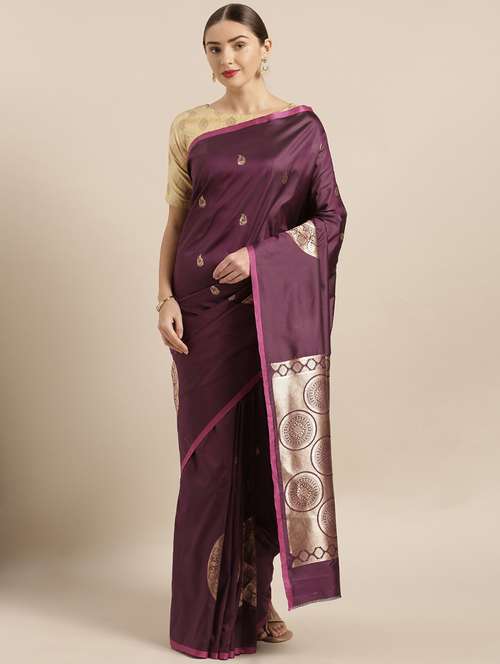 red silk blend banarasi saree with blouse - 17089978 -  Standard Image - 0