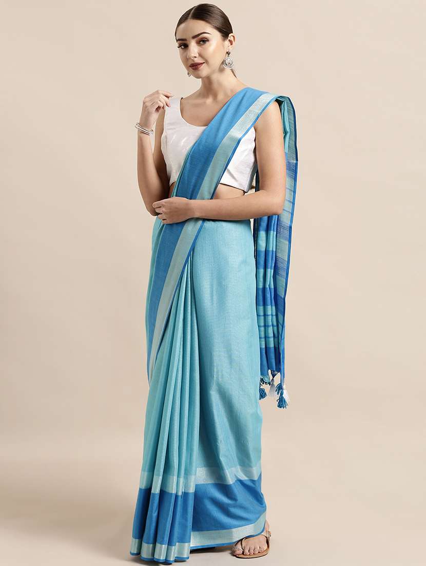 solid jamdani saree with blouse - 17089999 - Zoom Image - 0