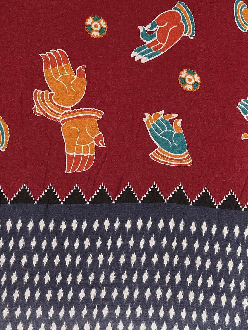 kalamkari jamdani saree with blouse - 17090009 -  Standard Image - 3