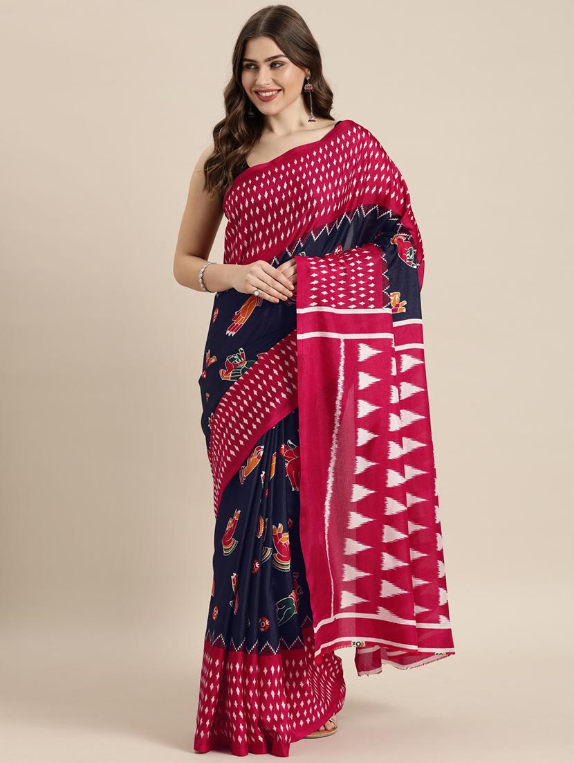 kalamkari jamdani saree with blouse - 17090010 - Zoom Image - 0