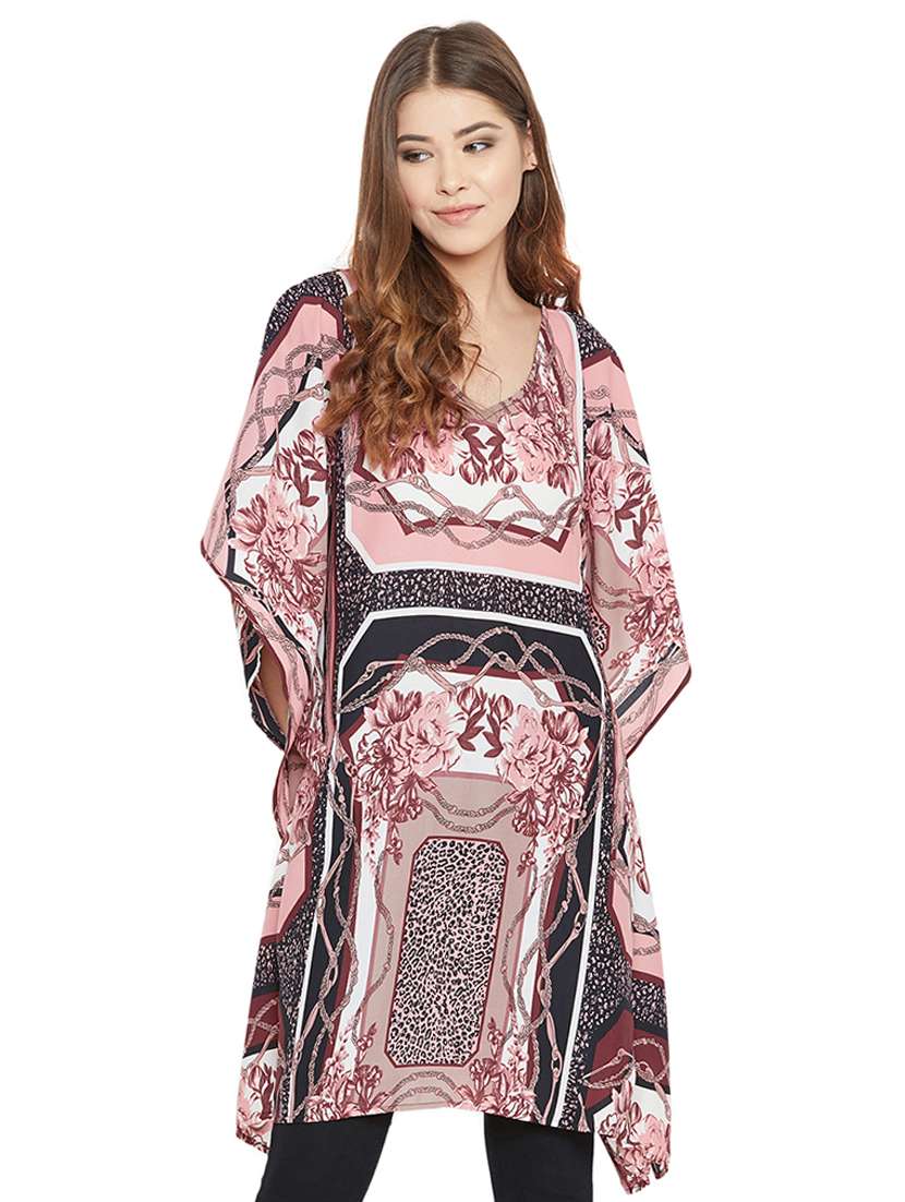 pink printed kaftan tunic 