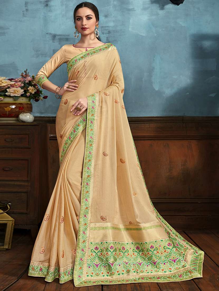 bordered printed saree with blouse